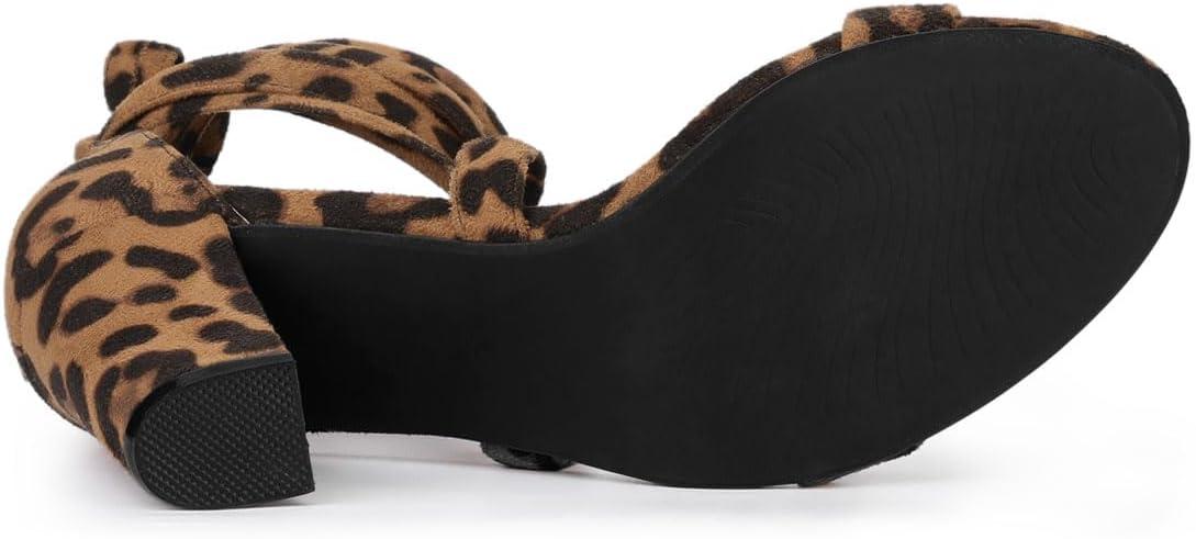 imageAllegra K Womens Lace Up Block Heels SandalsLeopard
