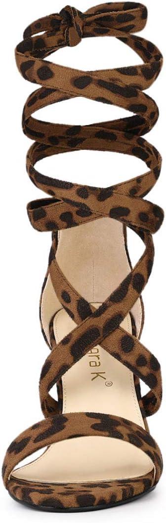 imageAllegra K Womens Lace Up Block Heels SandalsLeopard