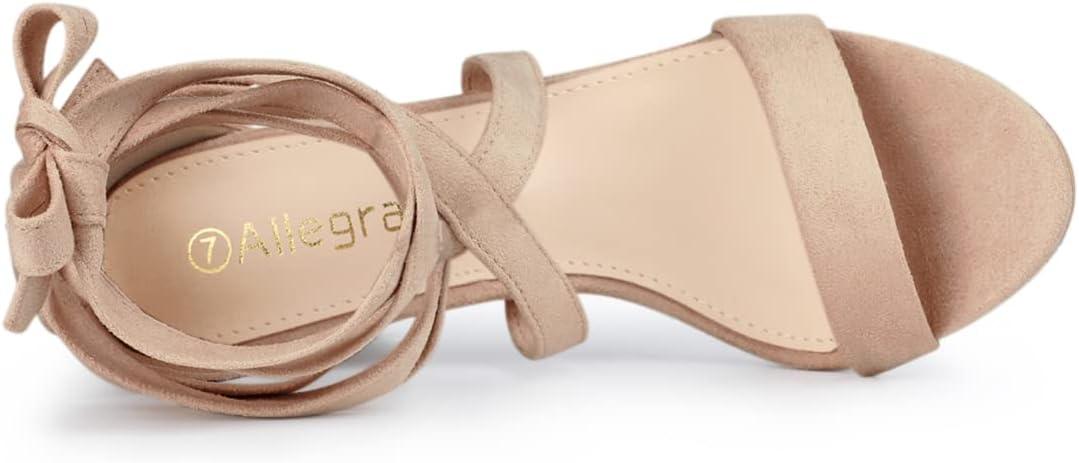 imageAllegra K Womens Lace Up Block Heels SandalsNude