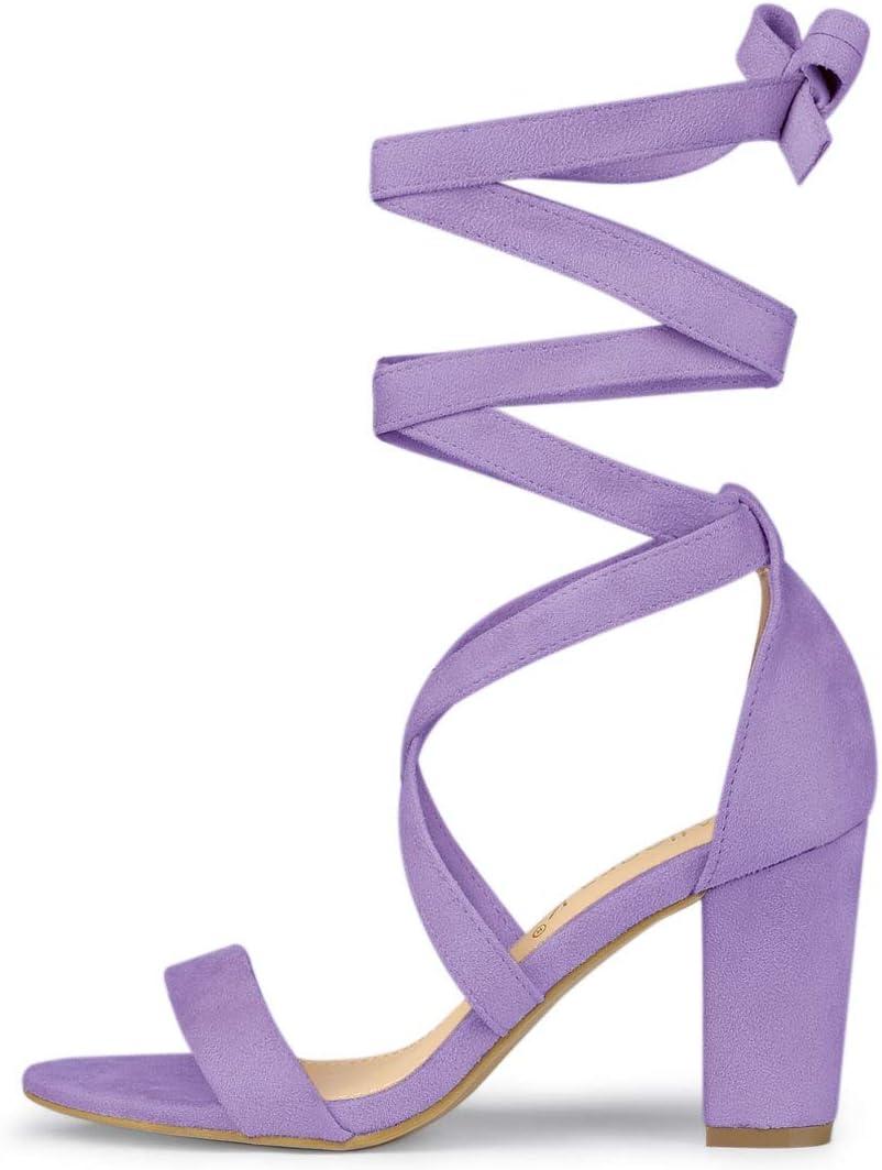 imageAllegra K Womens Lace Up Block Heels SandalsPurple