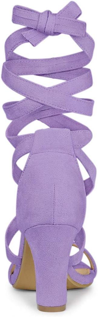imageAllegra K Womens Lace Up Block Heels SandalsPurple