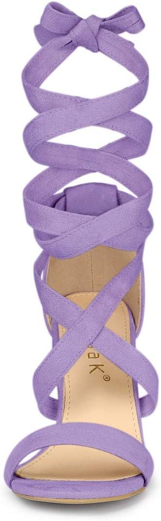 imageAllegra K Womens Lace Up Block Heels SandalsPurple