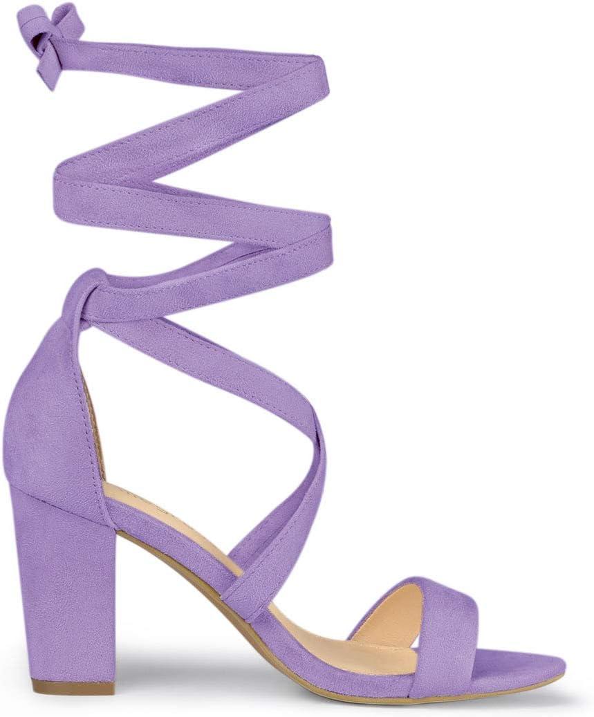 imageAllegra K Womens Lace Up Block Heels SandalsPurple