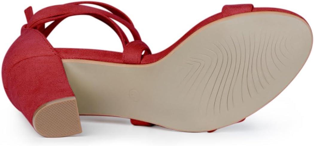 imageAllegra K Womens Lace Up Block Heels SandalsRed