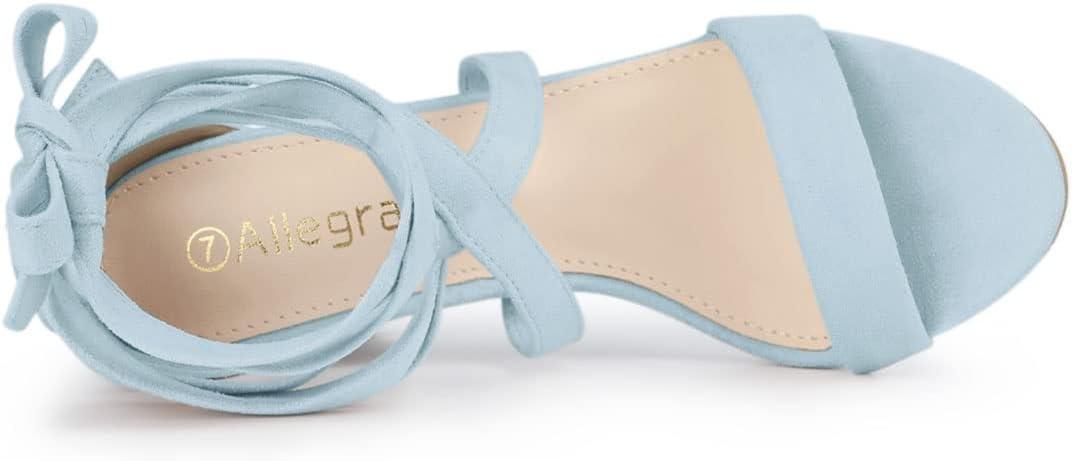 imageAllegra K Womens Lace Up Block Heels SandalsSky Blue