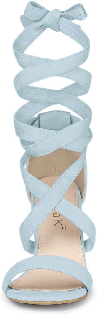 imageAllegra K Womens Lace Up Block Heels SandalsSky Blue