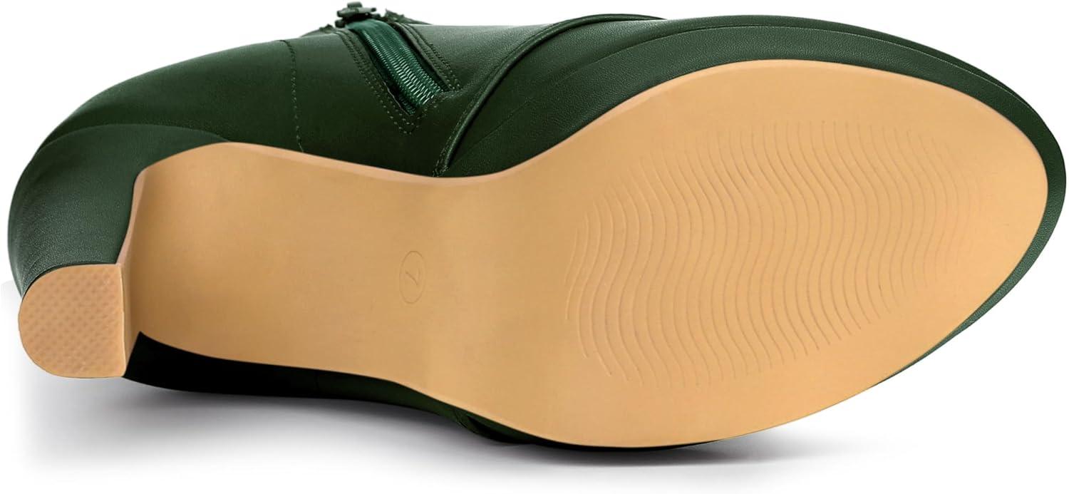 imageAllegra K Womens Lace Up Strap Platform Block Heels Ankle BootsDark Green