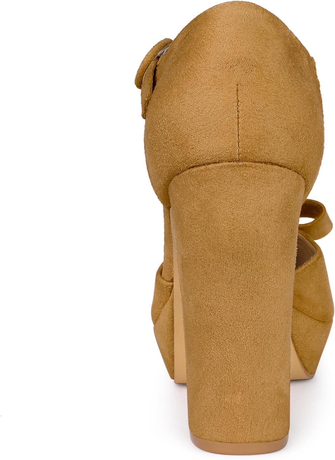 imageAllegra K Womens Mary Janes Platform Pumps Halloween Costumes Chunky Heels Dress ShoesBrown