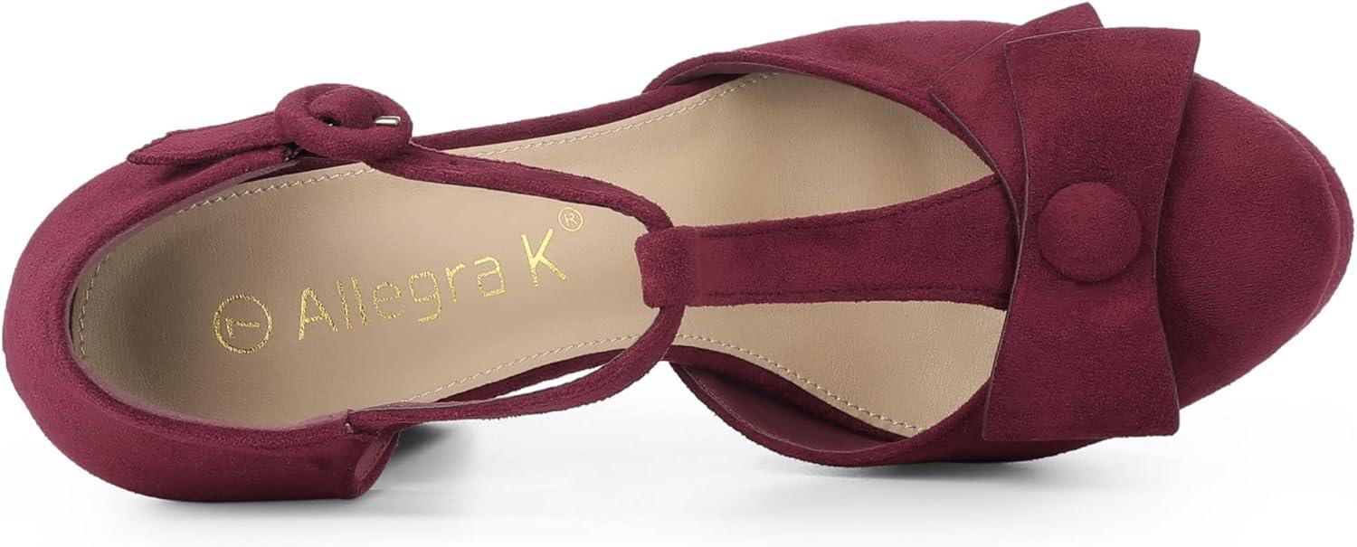 imageAllegra K Womens Mary Janes Platform Pumps Halloween Costumes Chunky Heels Dress ShoesBurgundy