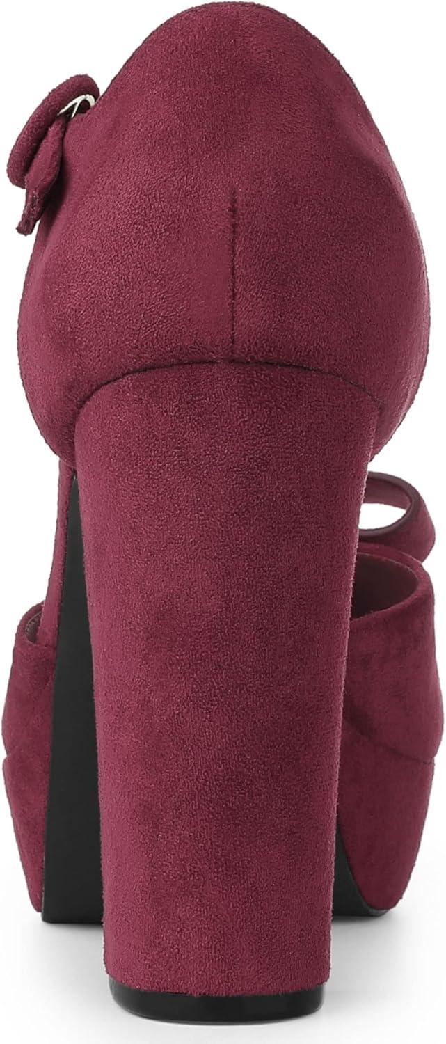 imageAllegra K Womens Mary Janes Platform Pumps Halloween Costumes Chunky Heels Dress ShoesBurgundy