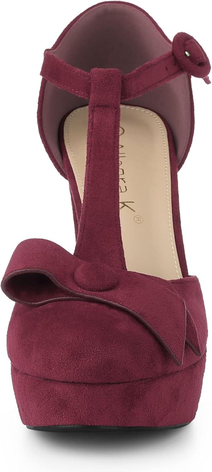 imageAllegra K Womens Mary Janes Platform Pumps Halloween Costumes Chunky Heels Dress ShoesBurgundy