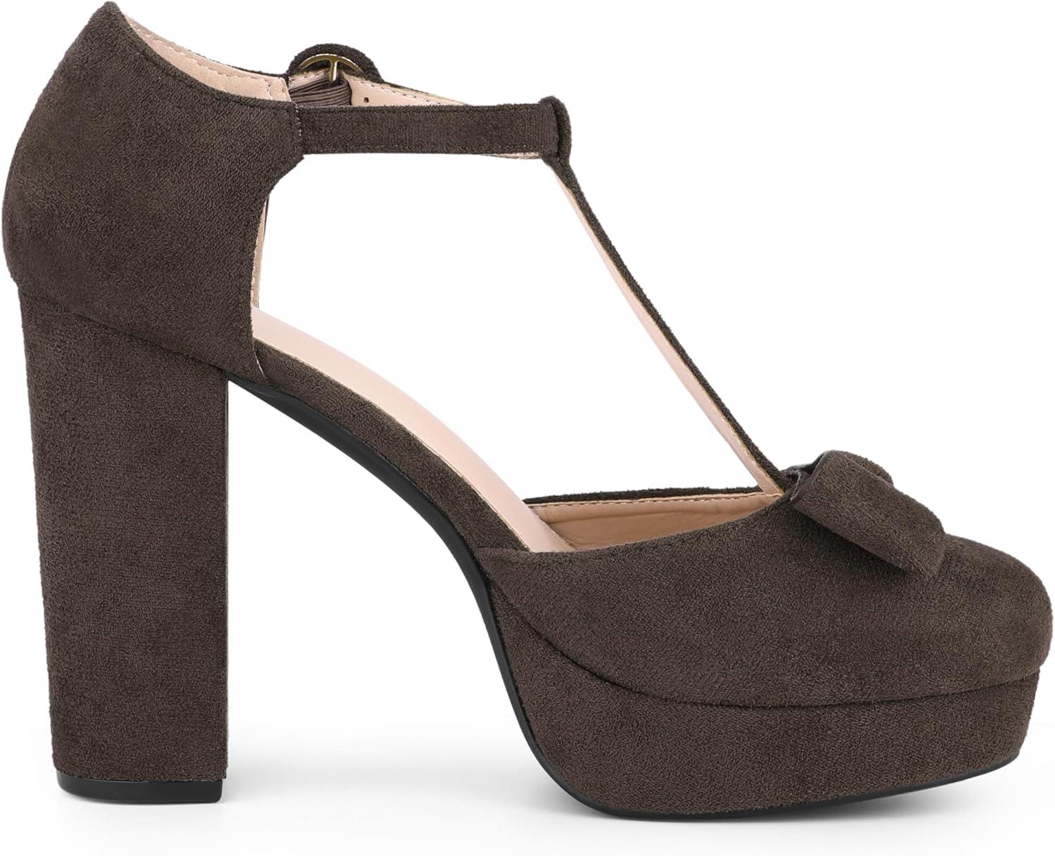 imageAllegra K Womens Mary Janes Platform Pumps Halloween Costumes Chunky Heels Dress ShoesDeep Brown