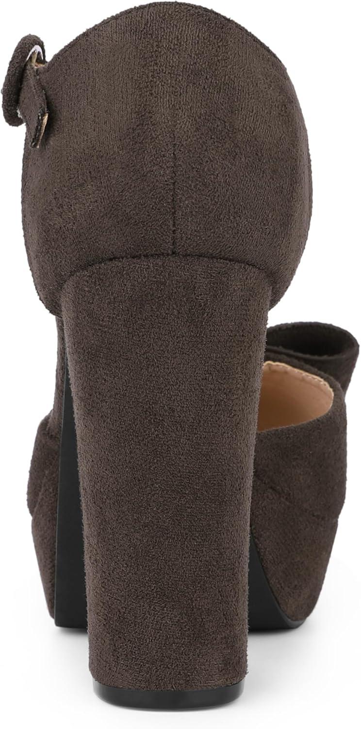 imageAllegra K Womens Mary Janes Platform Pumps Halloween Costumes Chunky Heels Dress ShoesDeep Brown