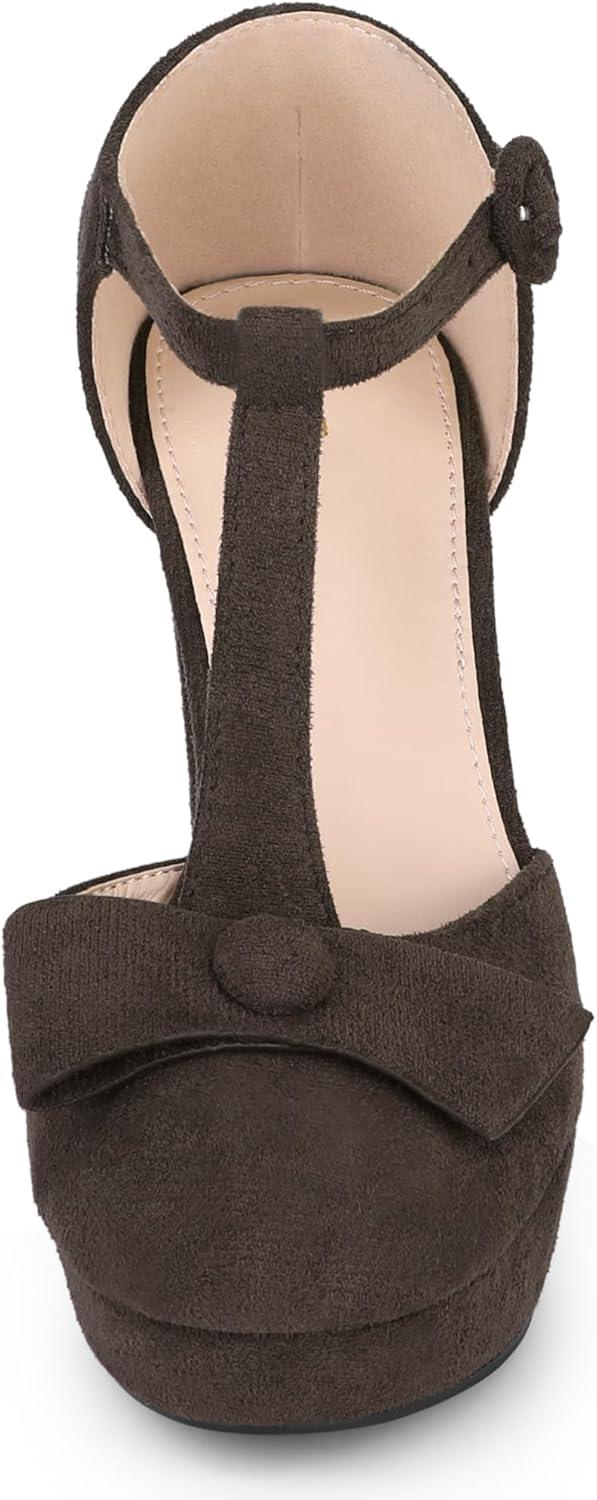 imageAllegra K Womens Mary Janes Platform Pumps Halloween Costumes Chunky Heels Dress ShoesDeep Brown