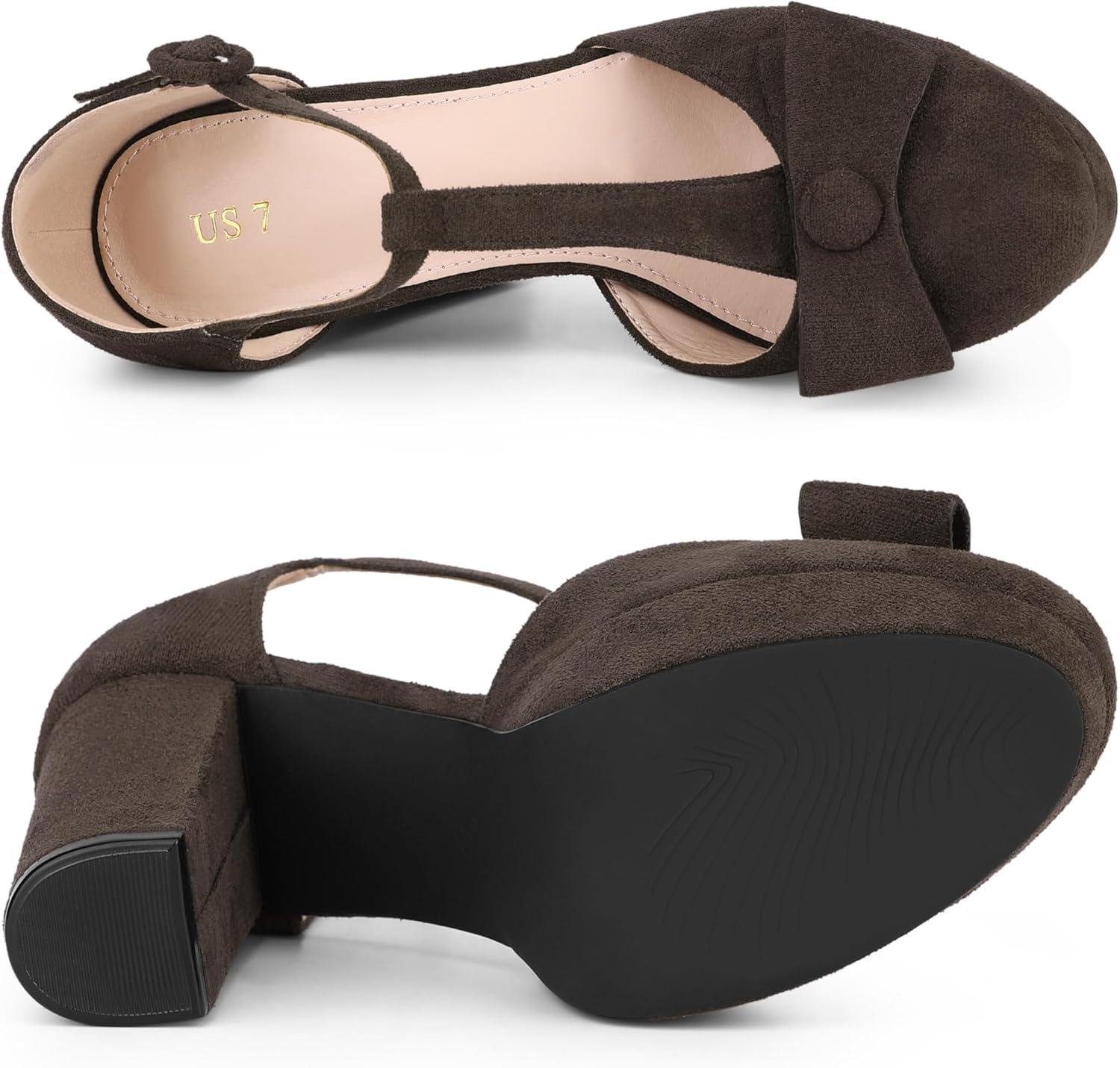 imageAllegra K Womens Mary Janes Platform Pumps Halloween Costumes Chunky Heels Dress ShoesDeep Brown