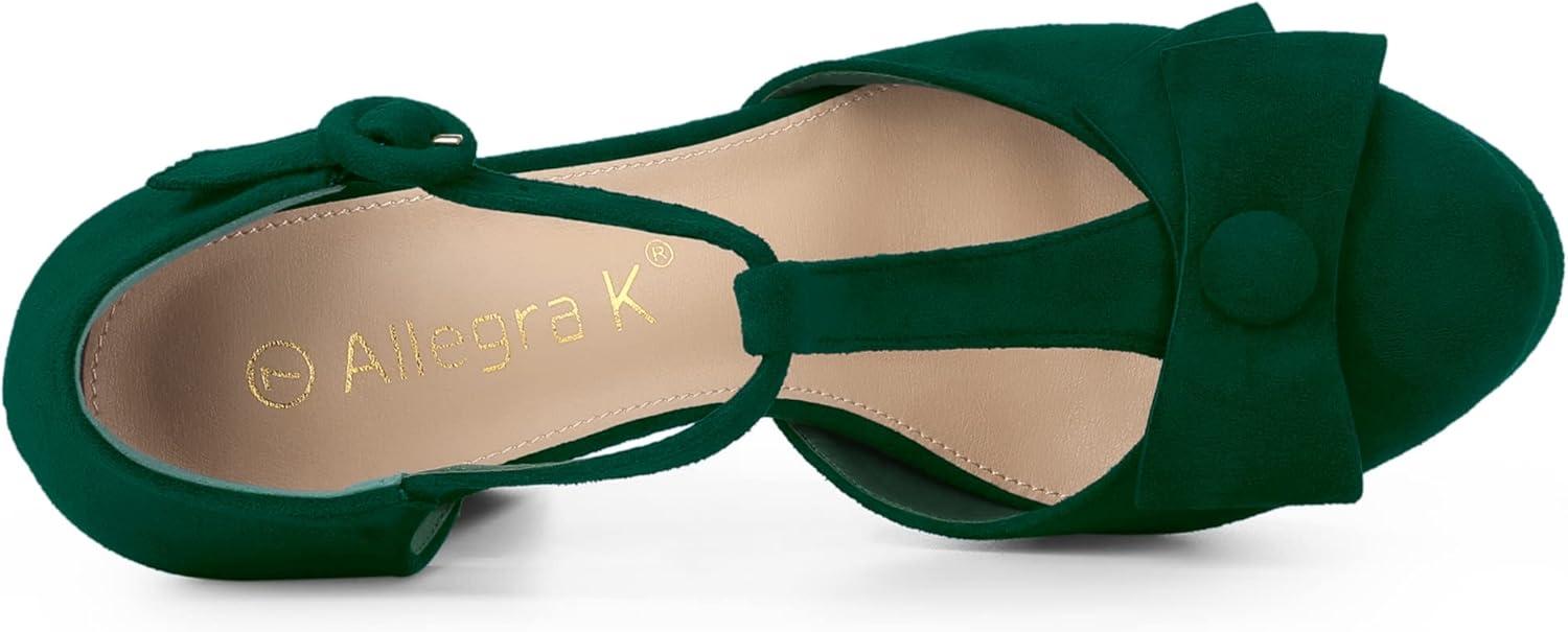 imageAllegra K Womens Mary Janes Platform Pumps Halloween Costumes Chunky Heels Dress ShoesGreen