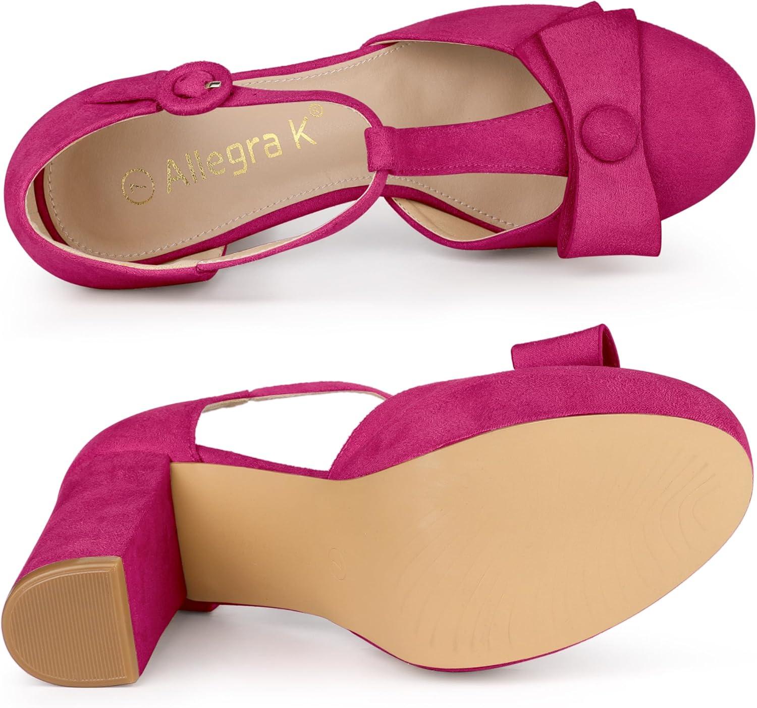 imageAllegra K Womens Mary Janes Platform Pumps Halloween Costumes Chunky Heels Dress ShoesHot Pink