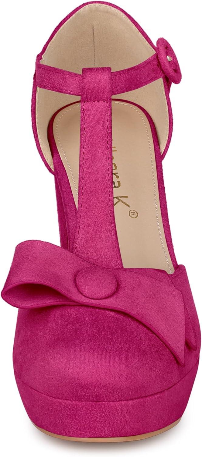 imageAllegra K Womens Mary Janes Platform Pumps Halloween Costumes Chunky Heels Dress ShoesHot Pink