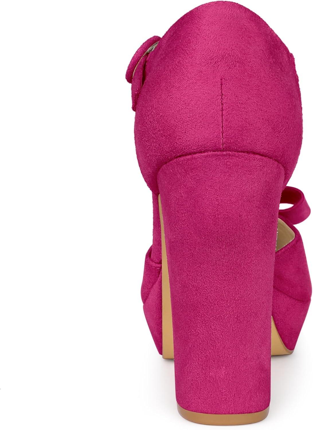 imageAllegra K Womens Mary Janes Platform Pumps Halloween Costumes Chunky Heels Dress ShoesHot Pink