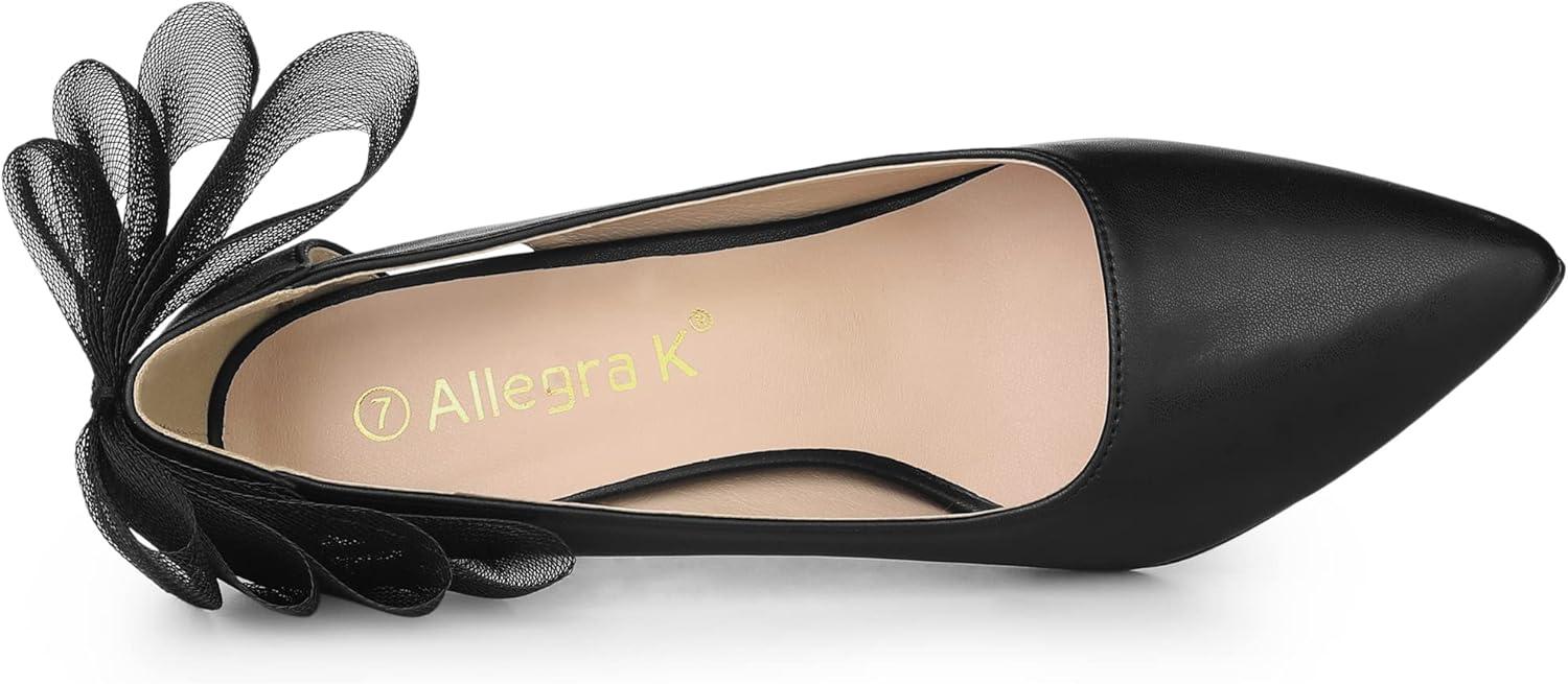 imageAllegra K Womens Mesh Bow Pointed Toe Stiletto High Heels PumpsBlack