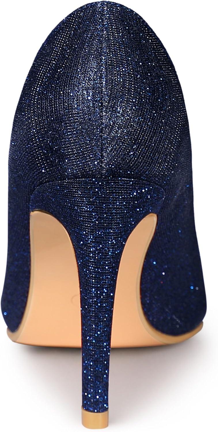 imageAllegra K Womens Party Glitter Stiletto High Heels PumpsDark Blue