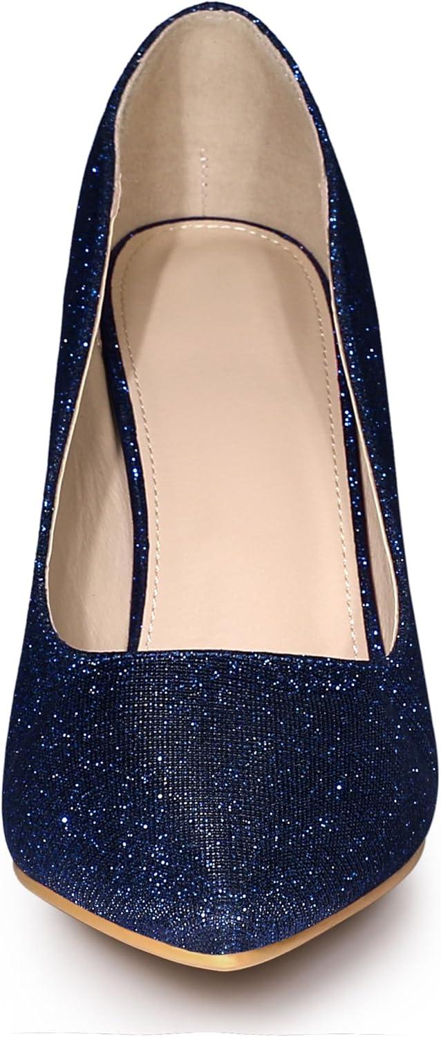 imageAllegra K Womens Party Glitter Stiletto High Heels PumpsDark Blue