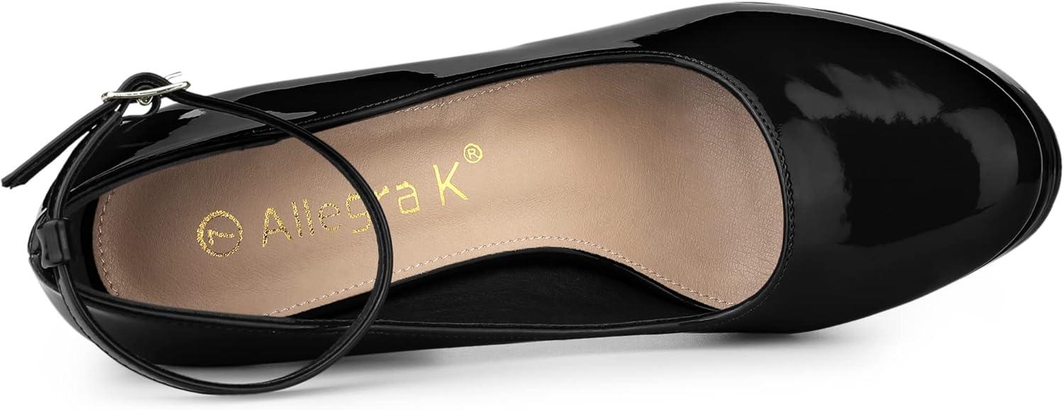 imageAllegra K Womens Platform Ankle Strap Chunky Heel Mary Janes PumpsBlack