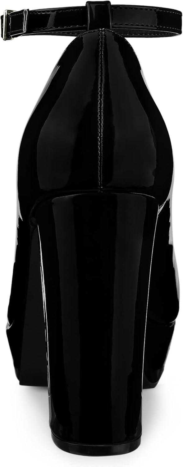 imageAllegra K Womens Platform Ankle Strap Chunky Heel Mary Janes PumpsBlack