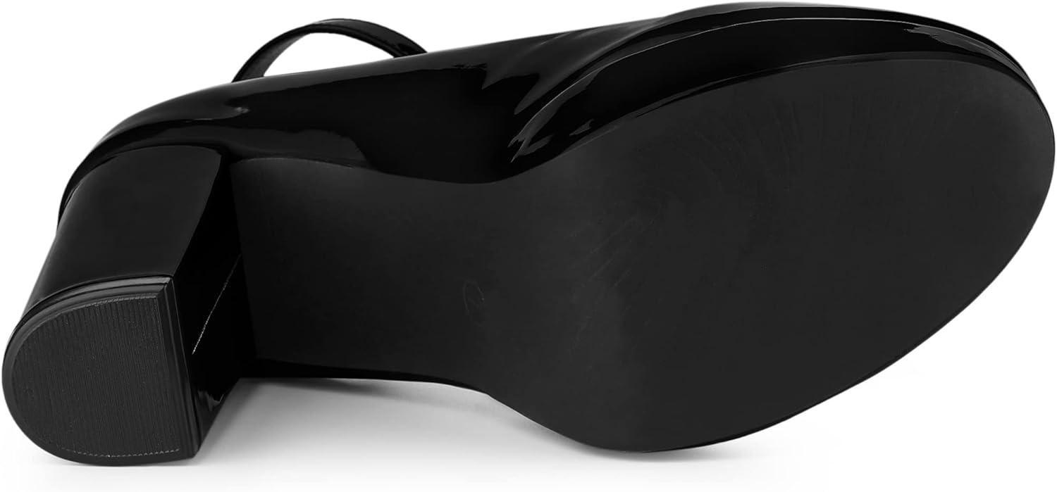 imageAllegra K Womens Platform Ankle Strap Chunky Heel Mary Janes PumpsBlack