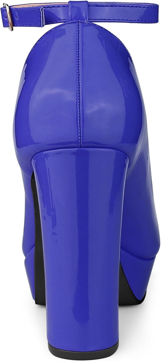 imageAllegra K Womens Platform Ankle Strap Chunky Heel Mary Janes PumpsBlue