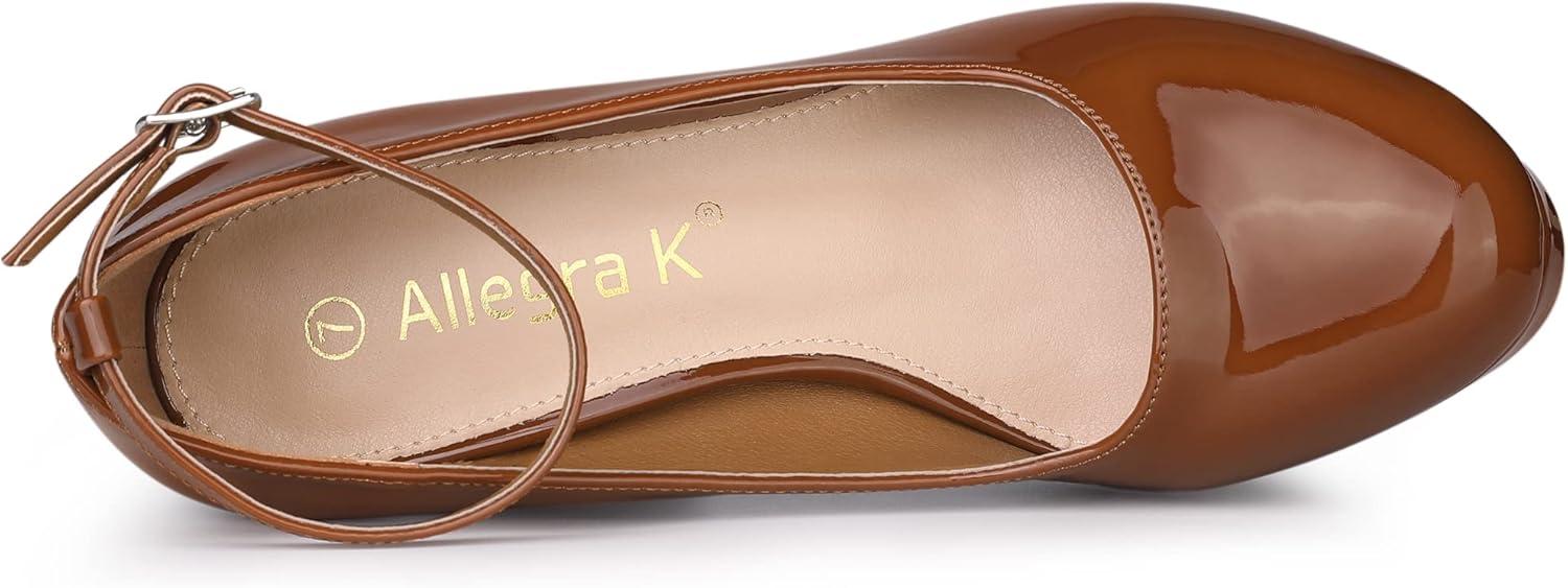 imageAllegra K Womens Platform Ankle Strap Chunky Heel Mary Janes PumpsBrown