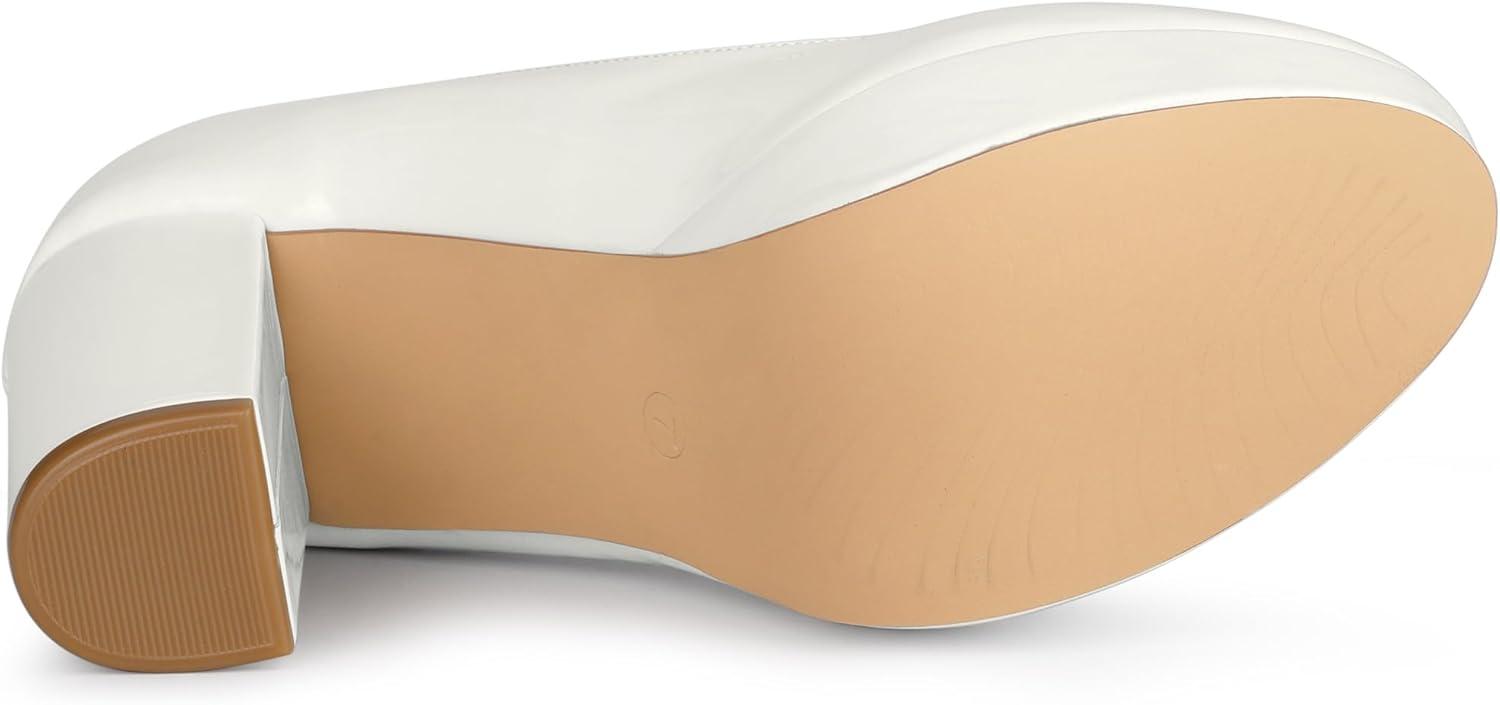 imageAllegra K Womens Platform Ankle Strap Chunky Heel Mary Janes PumpsWhite