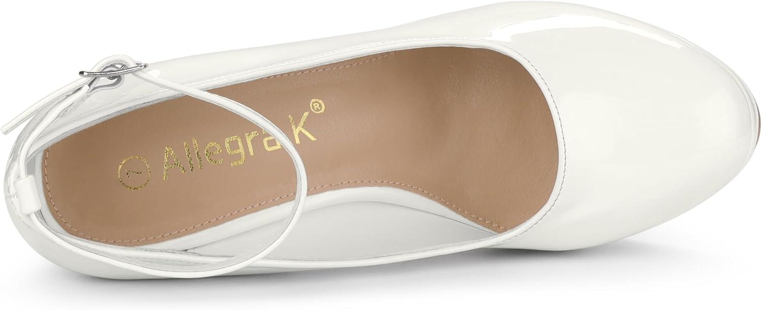 imageAllegra K Womens Platform Ankle Strap Chunky Heel Mary Janes PumpsWhite