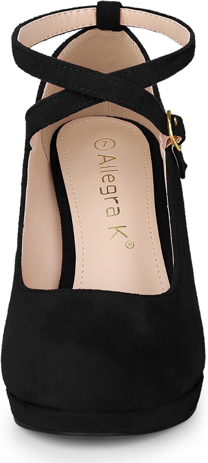 imageAllegra K Womens Platform Cross Strap Stiletto Heels Mary Jane PumpsBlack
