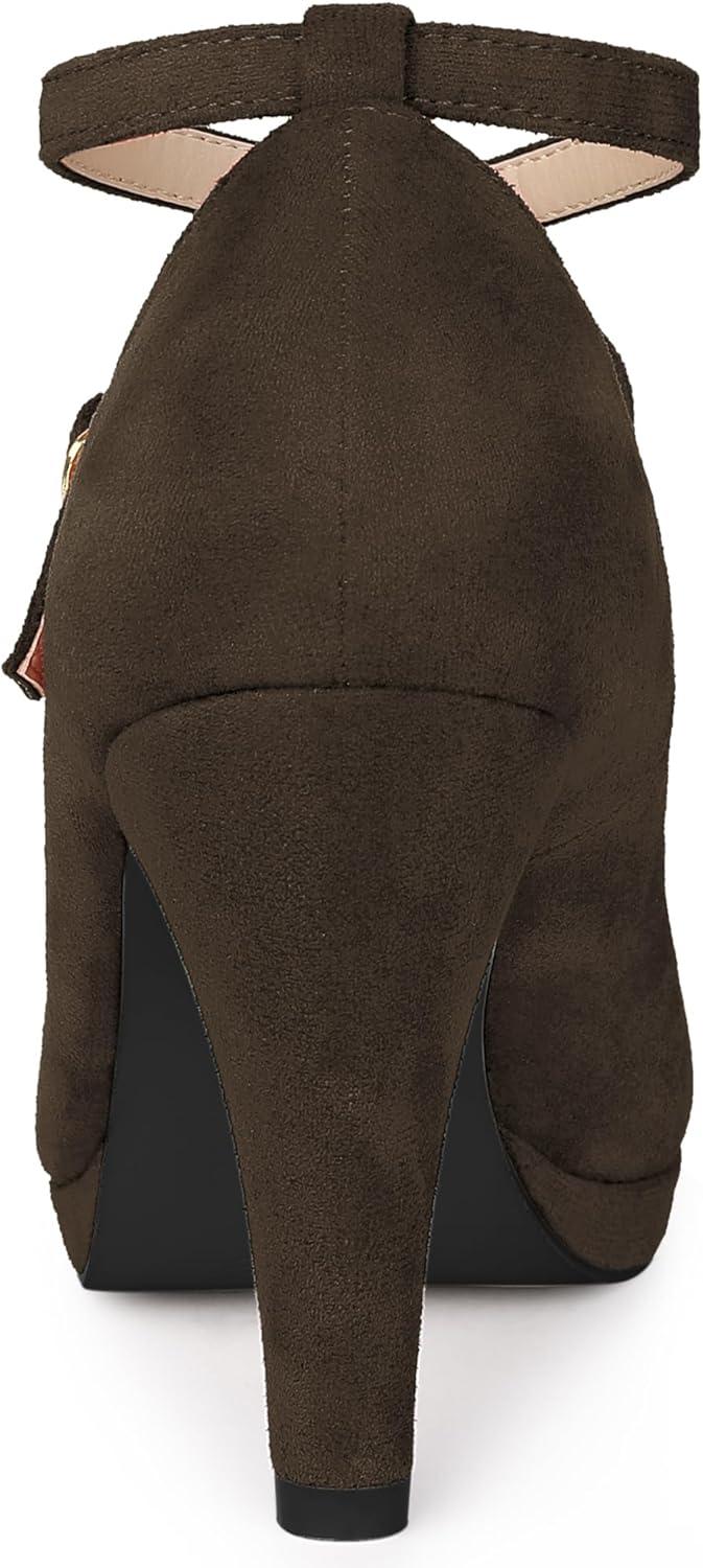 imageAllegra K Womens Platform Cross Strap Stiletto Heels Mary Jane PumpsDark Brown