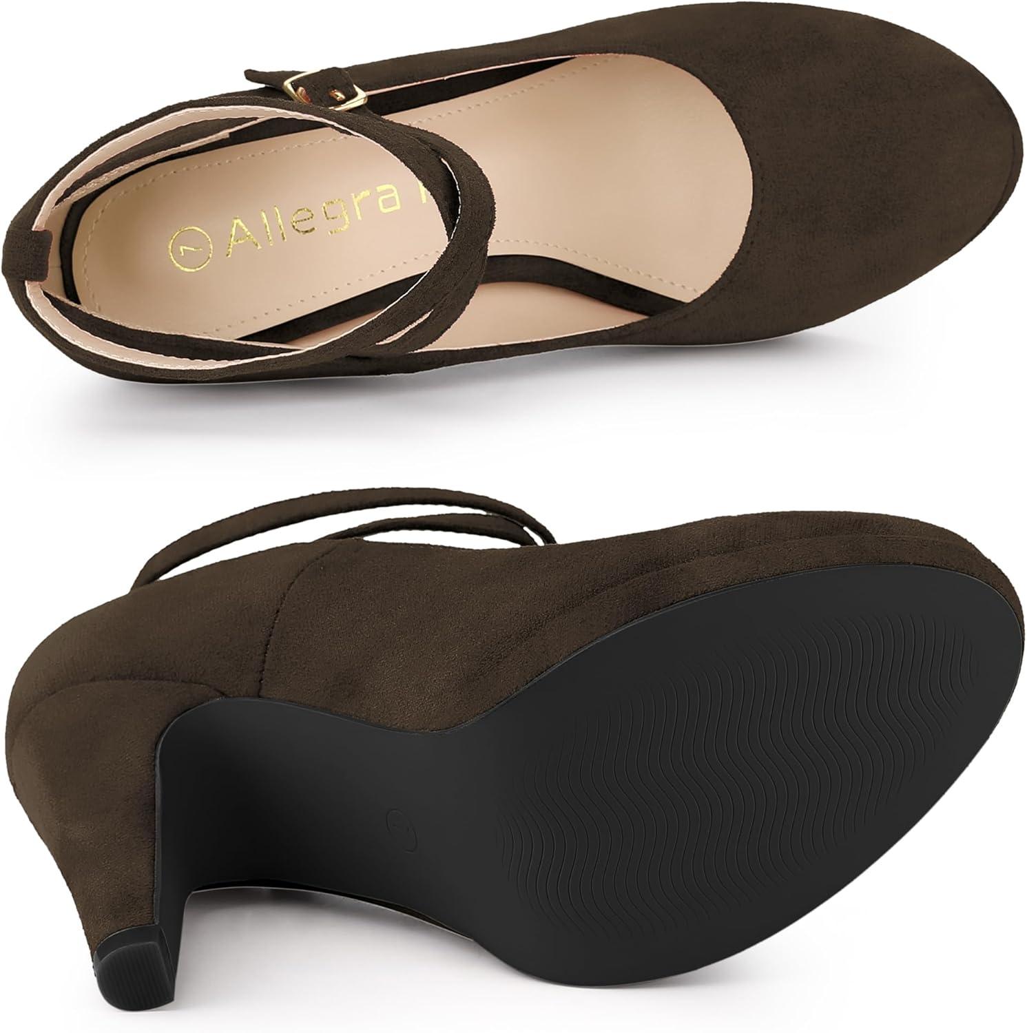 imageAllegra K Womens Platform Cross Strap Stiletto Heels Mary Jane PumpsDark Brown