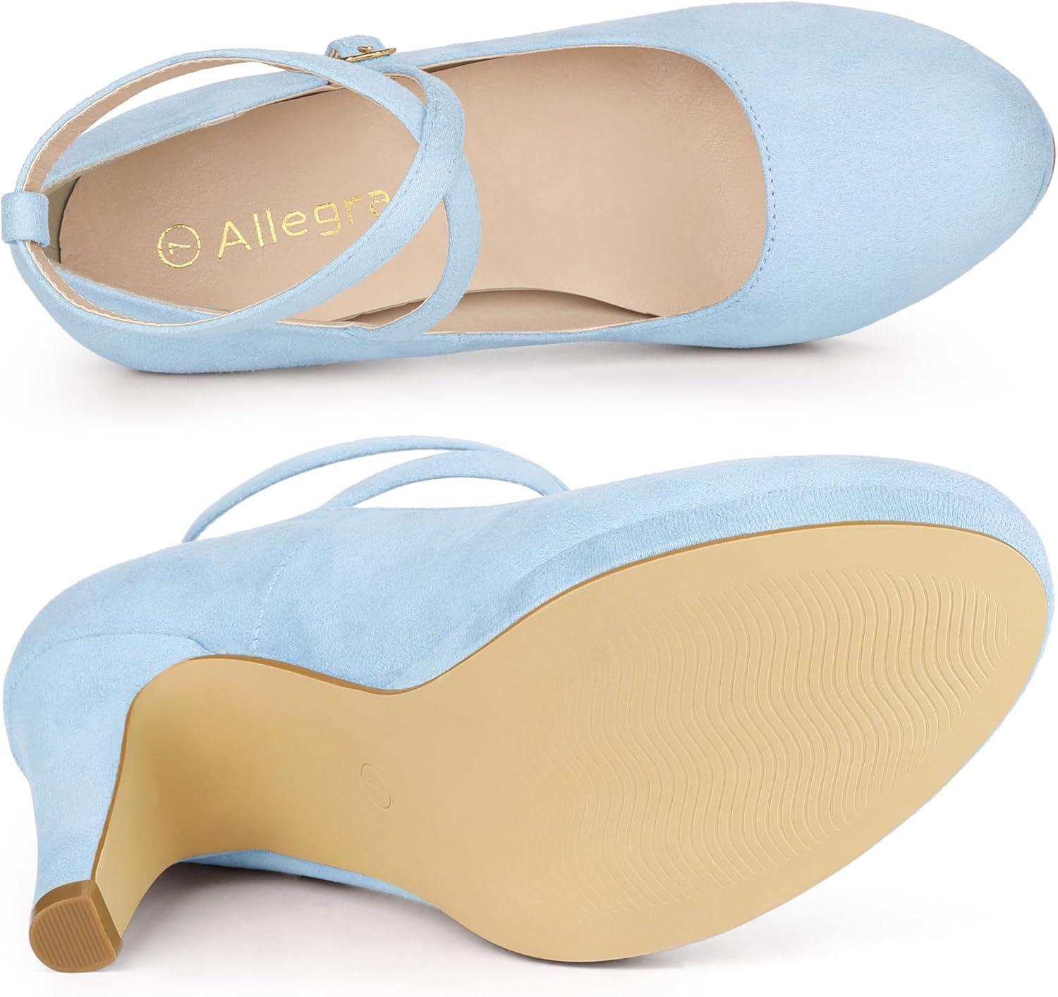 imageAllegra K Womens Platform Cross Strap Stiletto Heels Mary Jane PumpsLight Blue