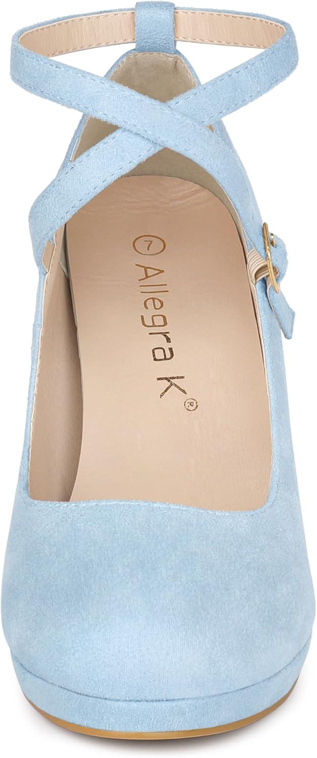 imageAllegra K Womens Platform Cross Strap Stiletto Heels Mary Jane PumpsLight Blue