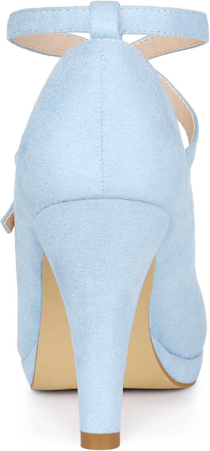 imageAllegra K Womens Platform Cross Strap Stiletto Heels Mary Jane PumpsLight Blue