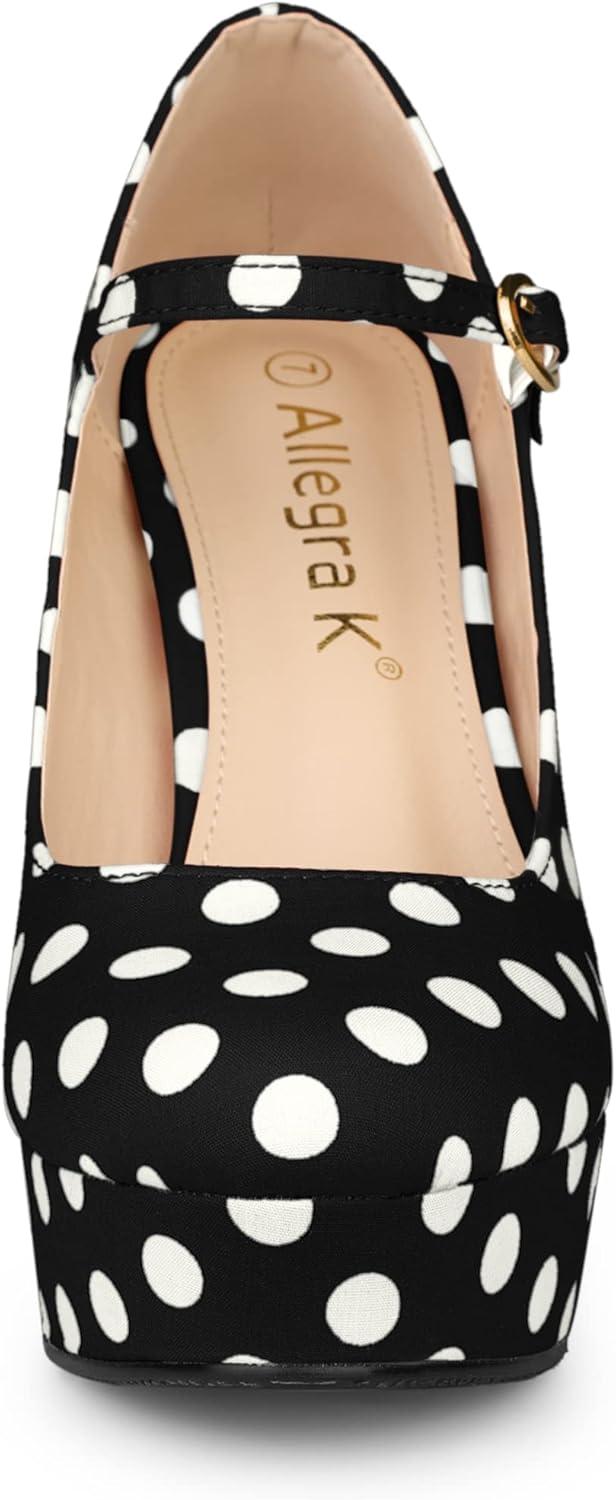 imageAllegra K Womens Platform Mary Jane Polka Dots Round Toe Stiletto High Heel PumpsBlack