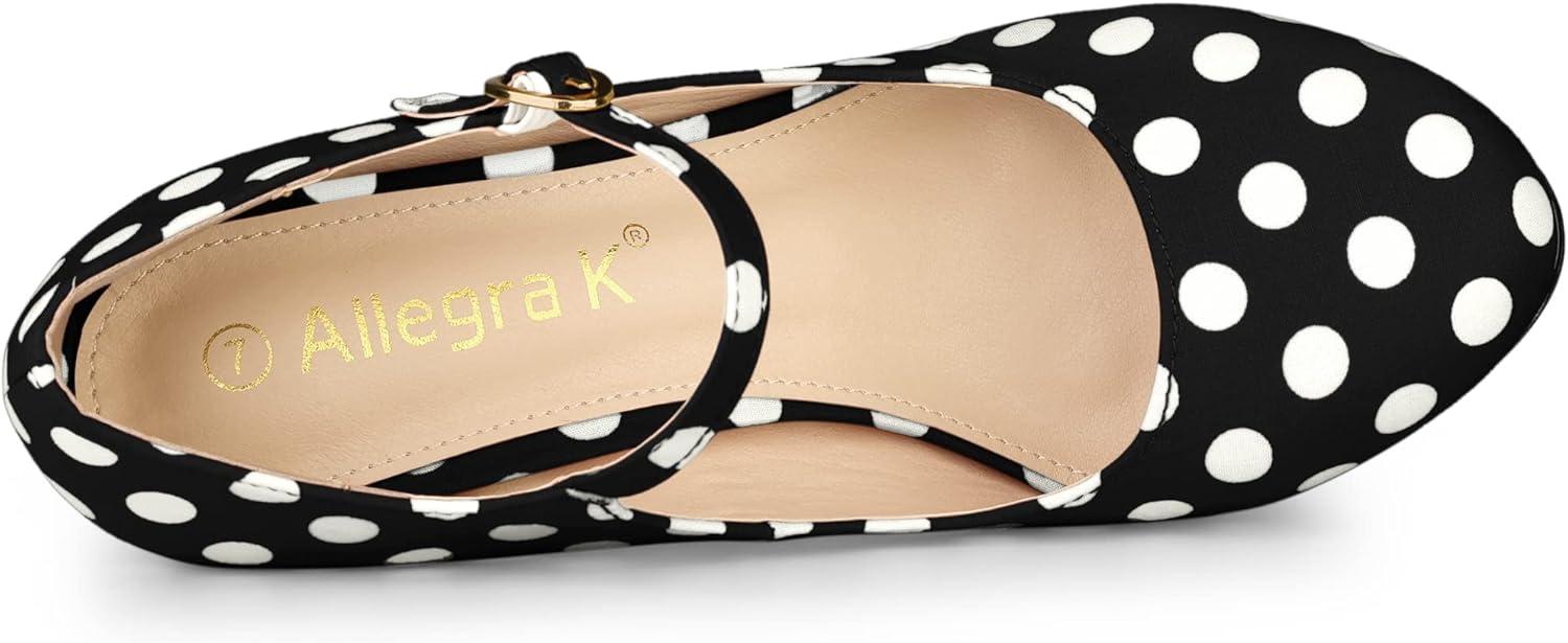 imageAllegra K Womens Platform Mary Jane Polka Dots Round Toe Stiletto High Heel PumpsBlack