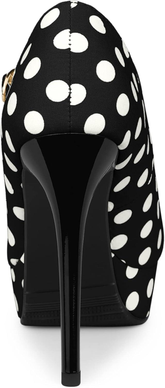 imageAllegra K Womens Platform Mary Jane Polka Dots Round Toe Stiletto High Heel PumpsBlack