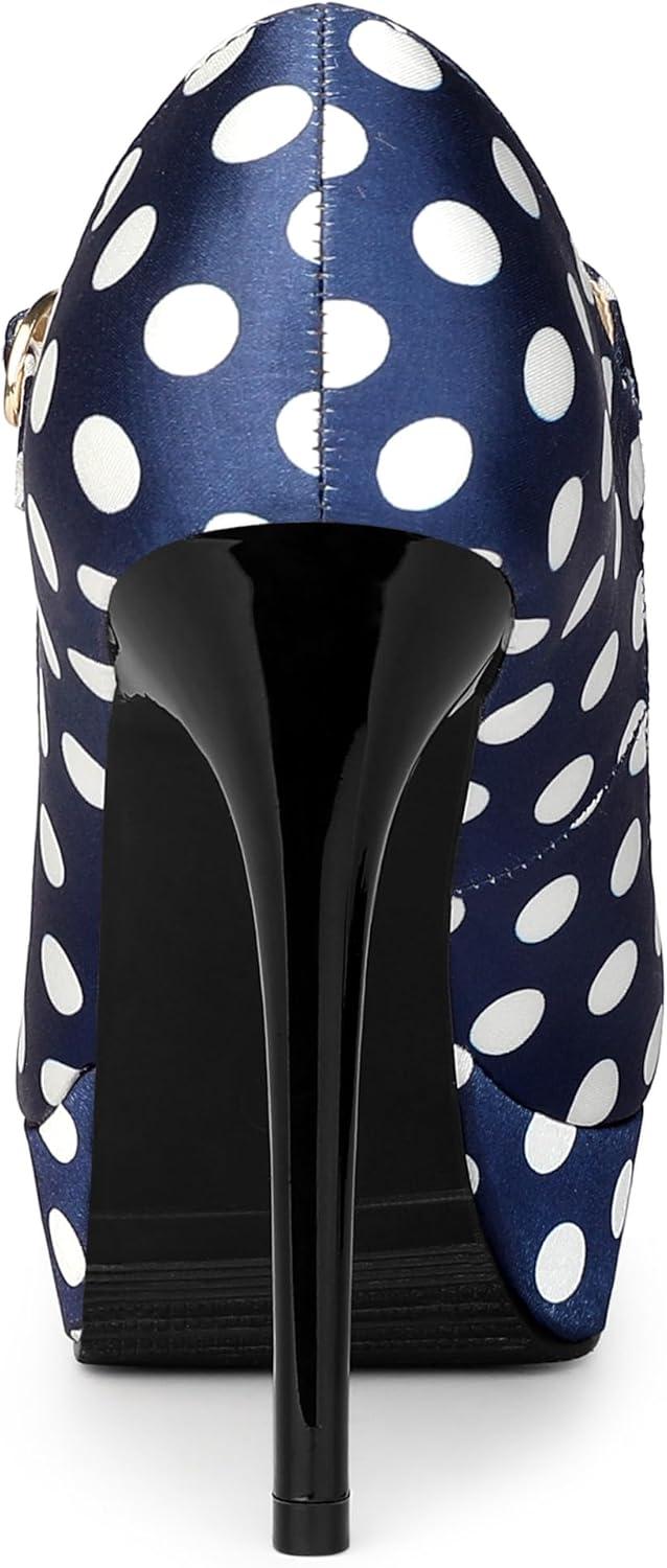 imageAllegra K Womens Platform Mary Jane Polka Dots Round Toe Stiletto High Heel PumpsDark Blue