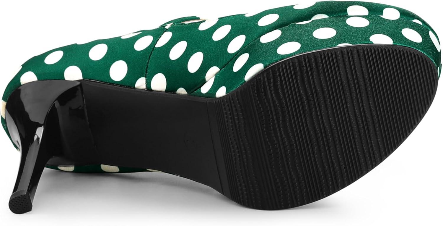 imageAllegra K Womens Platform Mary Jane Polka Dots Round Toe Stiletto High Heel PumpsDark Green
