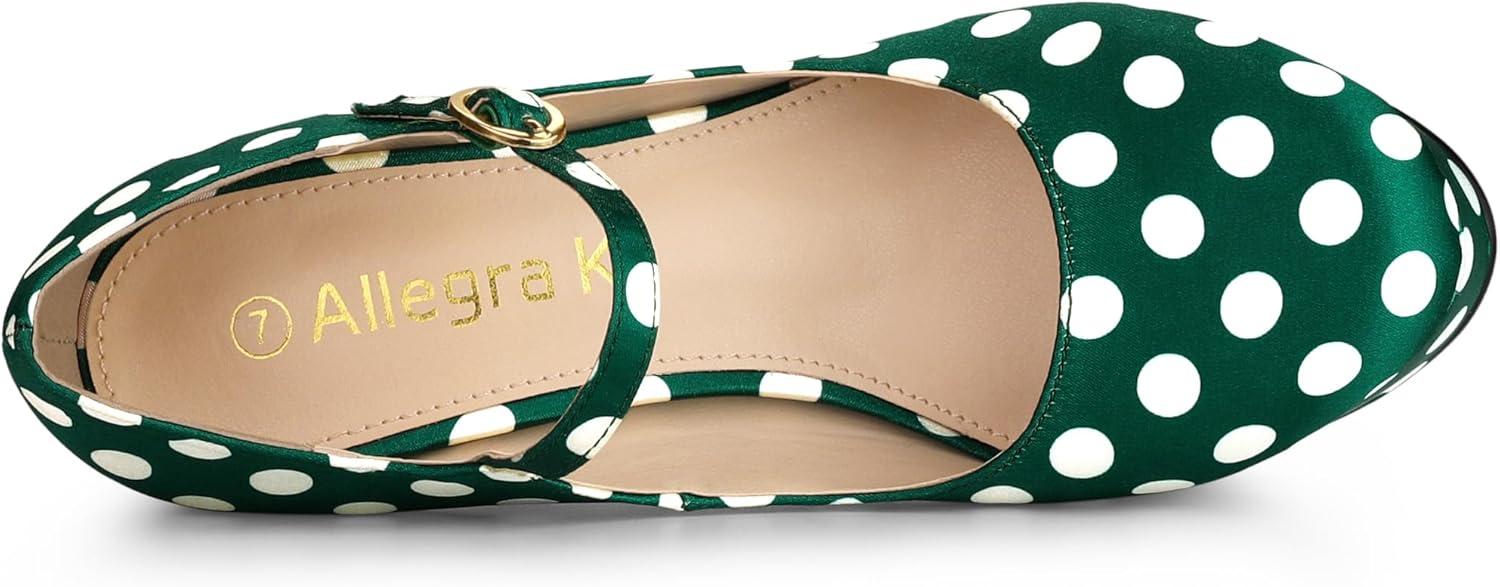 imageAllegra K Womens Platform Mary Jane Polka Dots Round Toe Stiletto High Heel PumpsDark Green