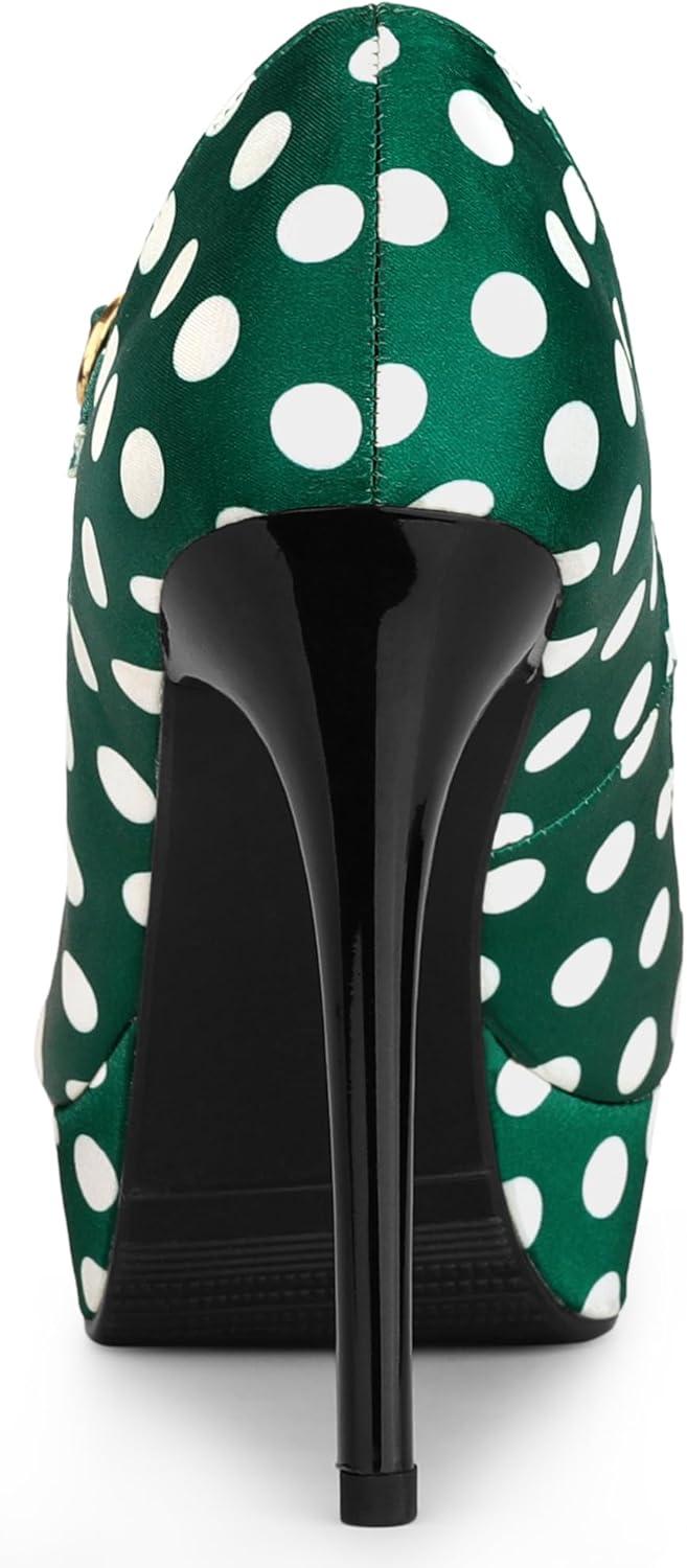 imageAllegra K Womens Platform Mary Jane Polka Dots Round Toe Stiletto High Heel PumpsDark Green