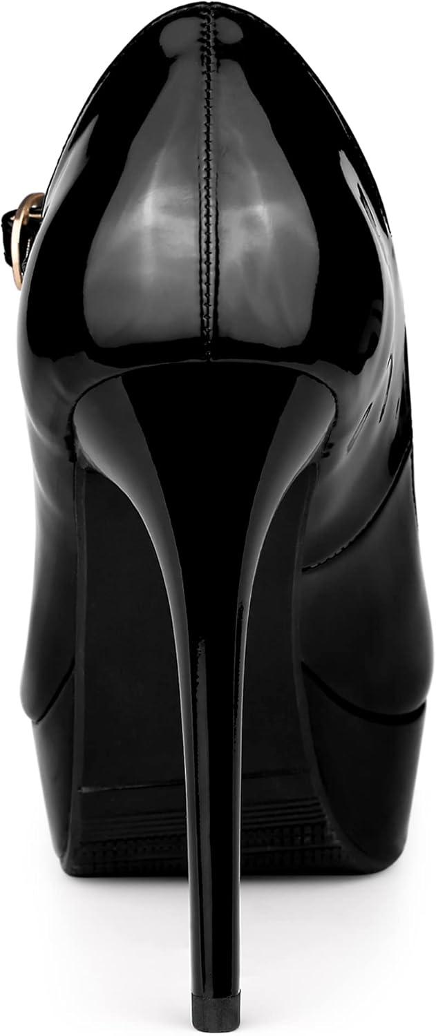 imageAllegra K Womens Platform Mary Jane Pumps Ankle Strap Stiletto High Heels Dress ShoesBlack