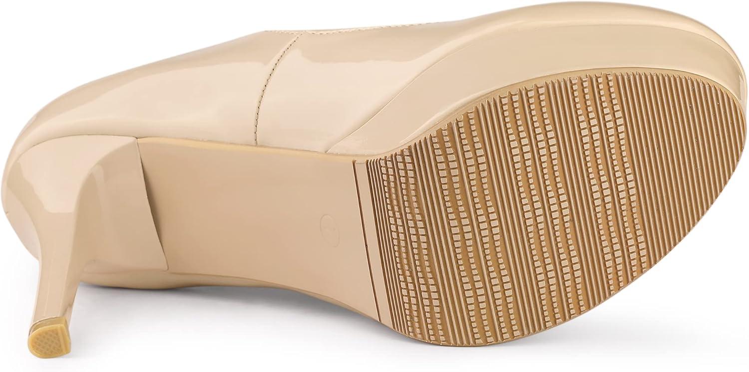 imageAllegra K Womens Platform Mary Jane Pumps Ankle Strap Stiletto High Heels Dress ShoesNude