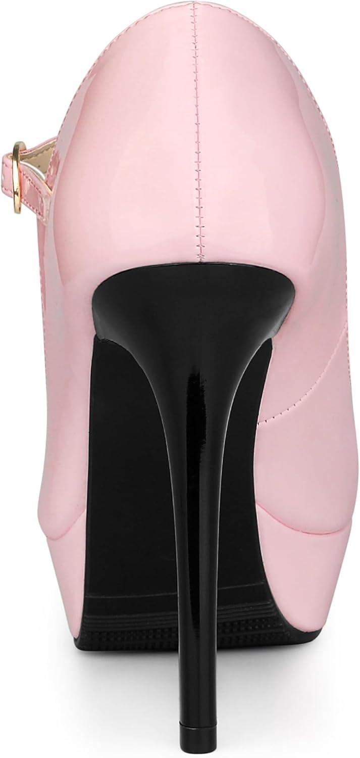 imageAllegra K Womens Platform Mary Jane Pumps Ankle Strap Stiletto High Heels Dress ShoesPink