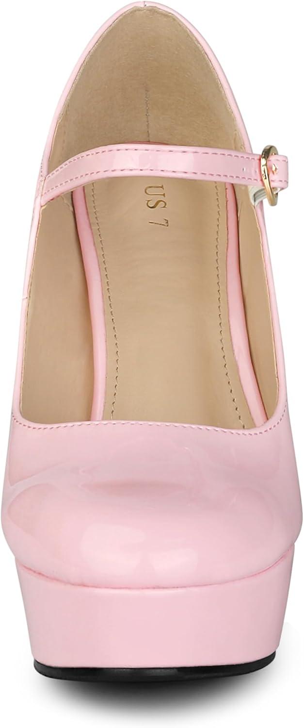 imageAllegra K Womens Platform Mary Jane Pumps Ankle Strap Stiletto High Heels Dress ShoesPink
